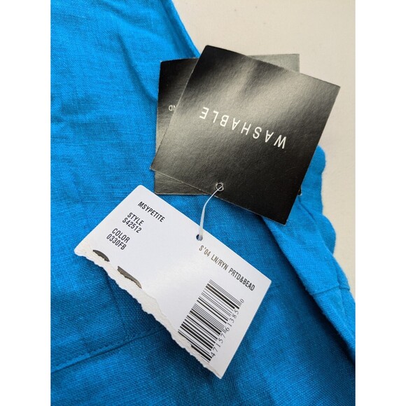 Sag Harbor Bright Blue Linen Sleeveless Maxi Dress Sequins Womens 8P NWT - Picture 10 of 13